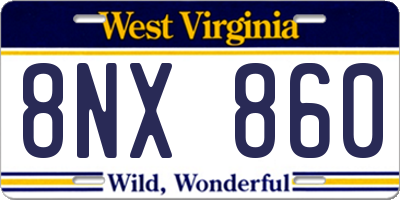 WV license plate 8NX860