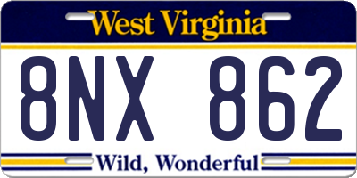 WV license plate 8NX862