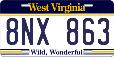 WV license plate 8NX863