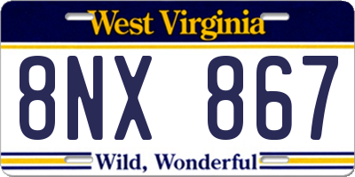 WV license plate 8NX867
