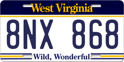WV license plate 8NX868