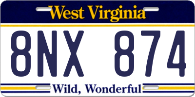 WV license plate 8NX874