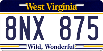 WV license plate 8NX875