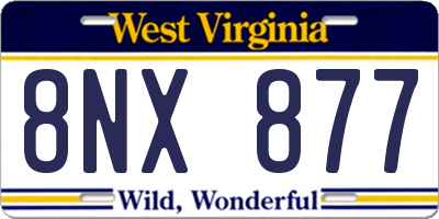 WV license plate 8NX877
