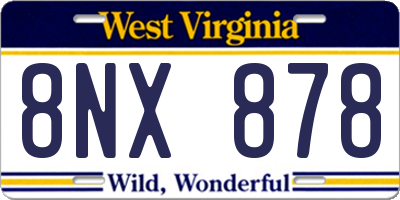 WV license plate 8NX878