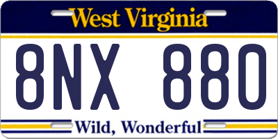 WV license plate 8NX880