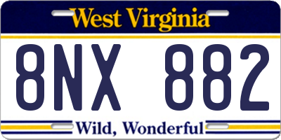 WV license plate 8NX882