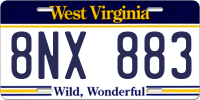 WV license plate 8NX883