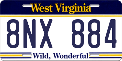 WV license plate 8NX884