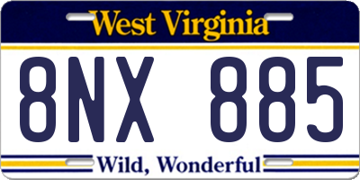 WV license plate 8NX885