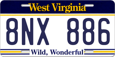 WV license plate 8NX886