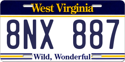 WV license plate 8NX887