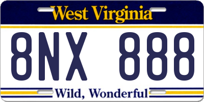 WV license plate 8NX888
