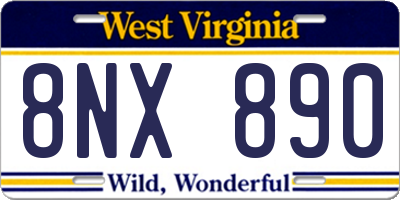 WV license plate 8NX890