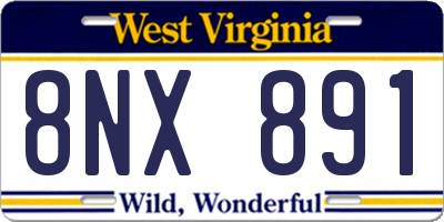 WV license plate 8NX891
