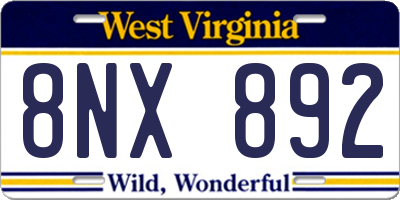 WV license plate 8NX892