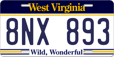 WV license plate 8NX893