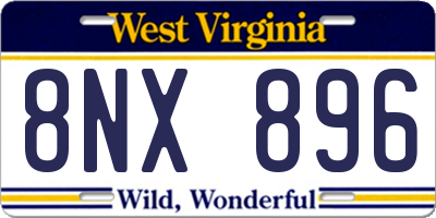 WV license plate 8NX896