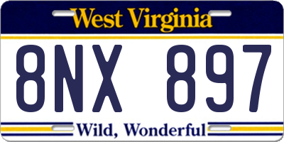 WV license plate 8NX897