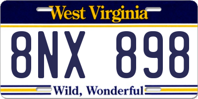 WV license plate 8NX898
