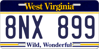 WV license plate 8NX899