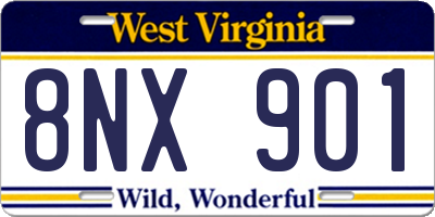 WV license plate 8NX901