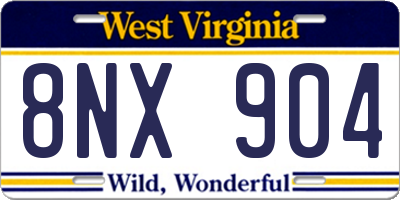 WV license plate 8NX904