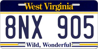 WV license plate 8NX905