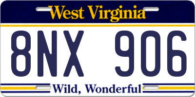 WV license plate 8NX906