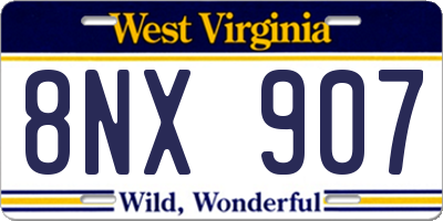 WV license plate 8NX907
