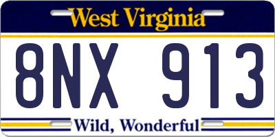 WV license plate 8NX913