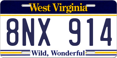WV license plate 8NX914