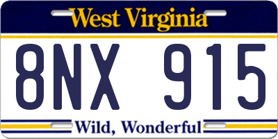 WV license plate 8NX915