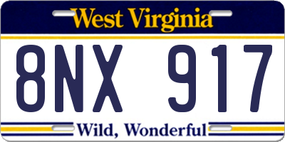 WV license plate 8NX917