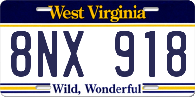 WV license plate 8NX918