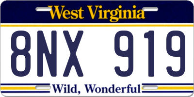 WV license plate 8NX919