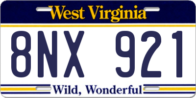 WV license plate 8NX921