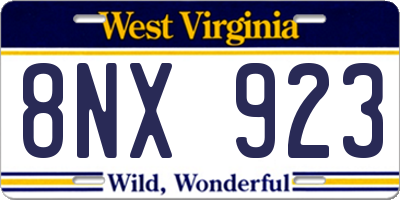 WV license plate 8NX923