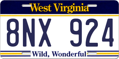 WV license plate 8NX924
