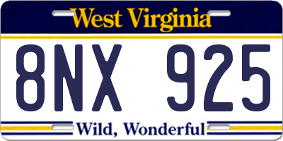 WV license plate 8NX925