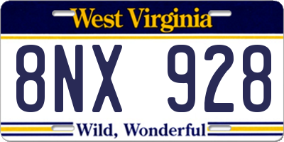 WV license plate 8NX928