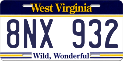 WV license plate 8NX932