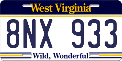 WV license plate 8NX933