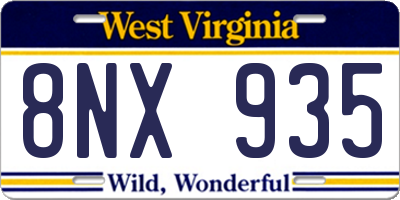 WV license plate 8NX935