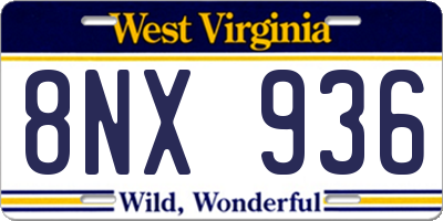 WV license plate 8NX936
