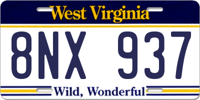 WV license plate 8NX937