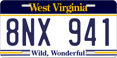 WV license plate 8NX941