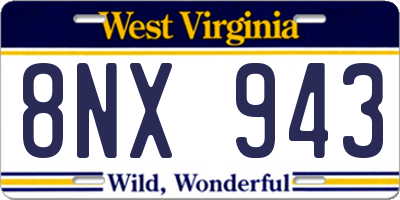 WV license plate 8NX943