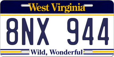 WV license plate 8NX944