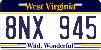 WV license plate 8NX945